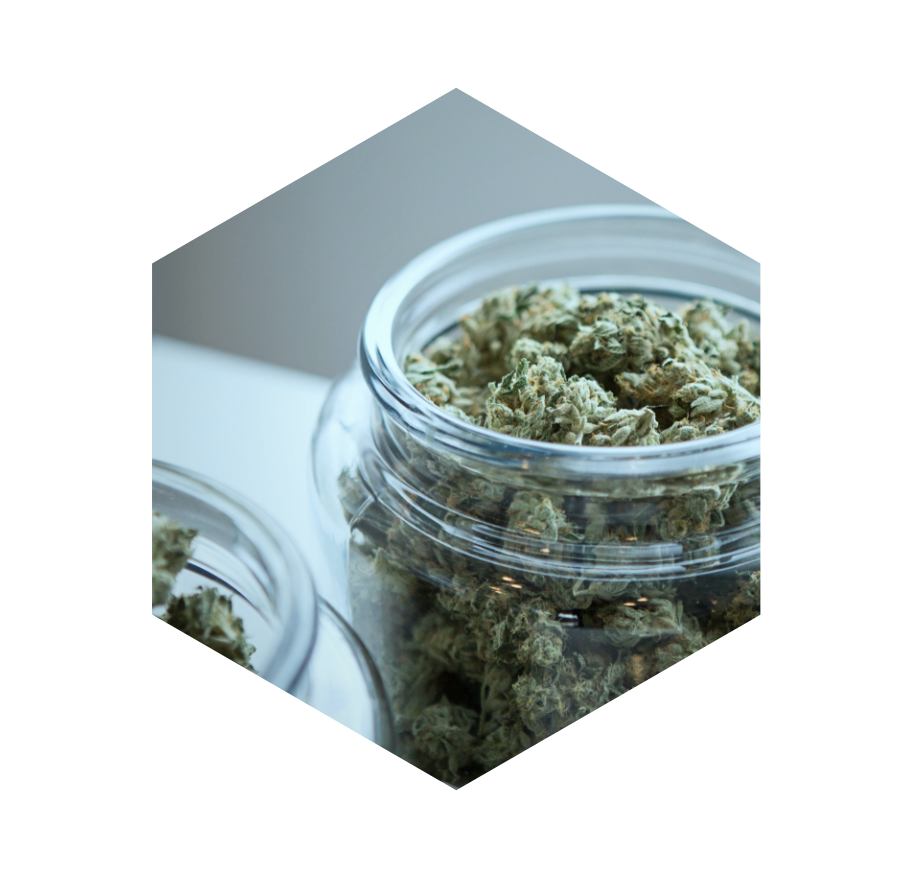 Jar of dried cannabis flower